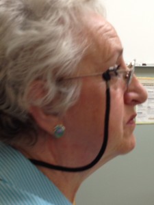 Mom listens to her oncologist, Dr. Melancon 