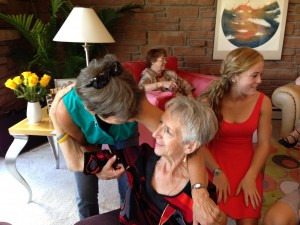 Annika, right, at a party for Mom